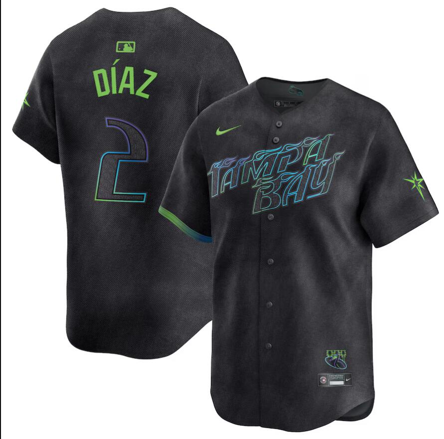 Men Tampa Bay Rays #2 Yandy Diaz Nike MLB Limited City Connect Black 2024 Jersey->tampa bay rays->MLB Jersey